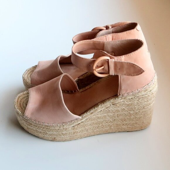 Marc Fisher Alida Pale Pink Platform Espadrille Ankle Strap Sandals Summer Shoes - Picture 7 of 15